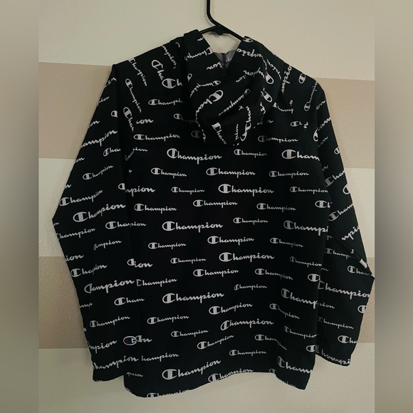 Unisex Champion Black Full-Zip Jacket with Logo Sleeves Rain jacket - Picture 4 of 5